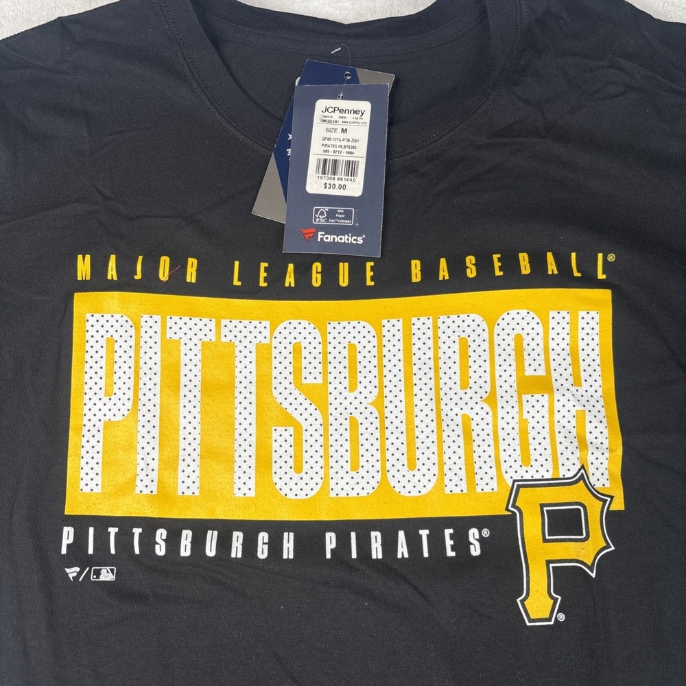 Fanatics Pittsburgh Pirates Men's Black Tee Shirt Short Sleeve NWT Size Medium - Picture 2 of 6